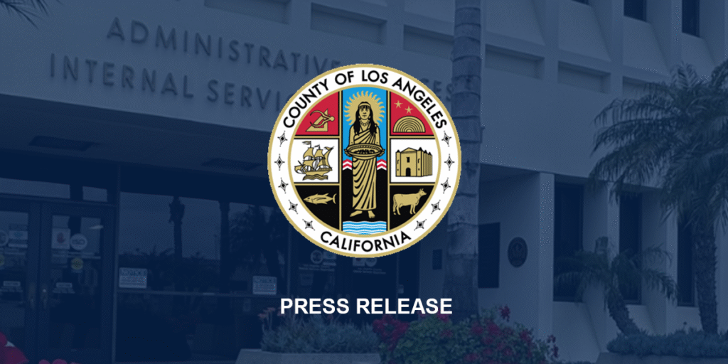 An image of the lacounty seal with the words Press Release under it
