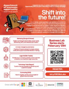 Biz Lab Flyer. Business Lab Starts February 12.